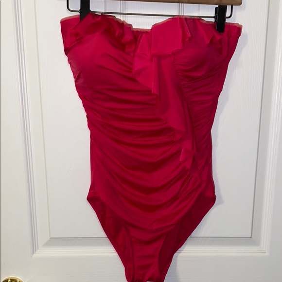 Badgley Mischka Other - Badgley Mischka Pink One Piece Swimsuit with Sweetheart Neckline Size 10